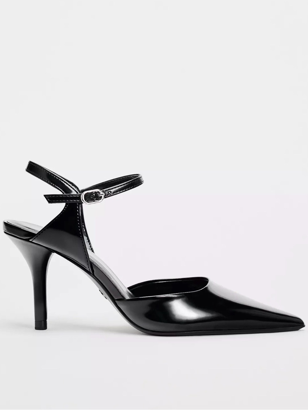 Zara Black Pointed-Toe Ankle-Strap Pumps 9